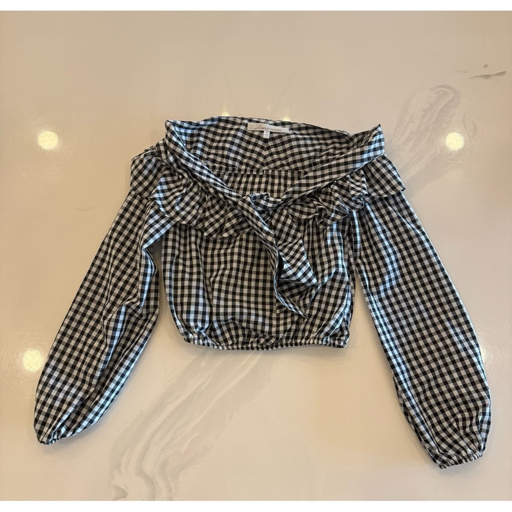 Gingham Off-Shoulder Blouse